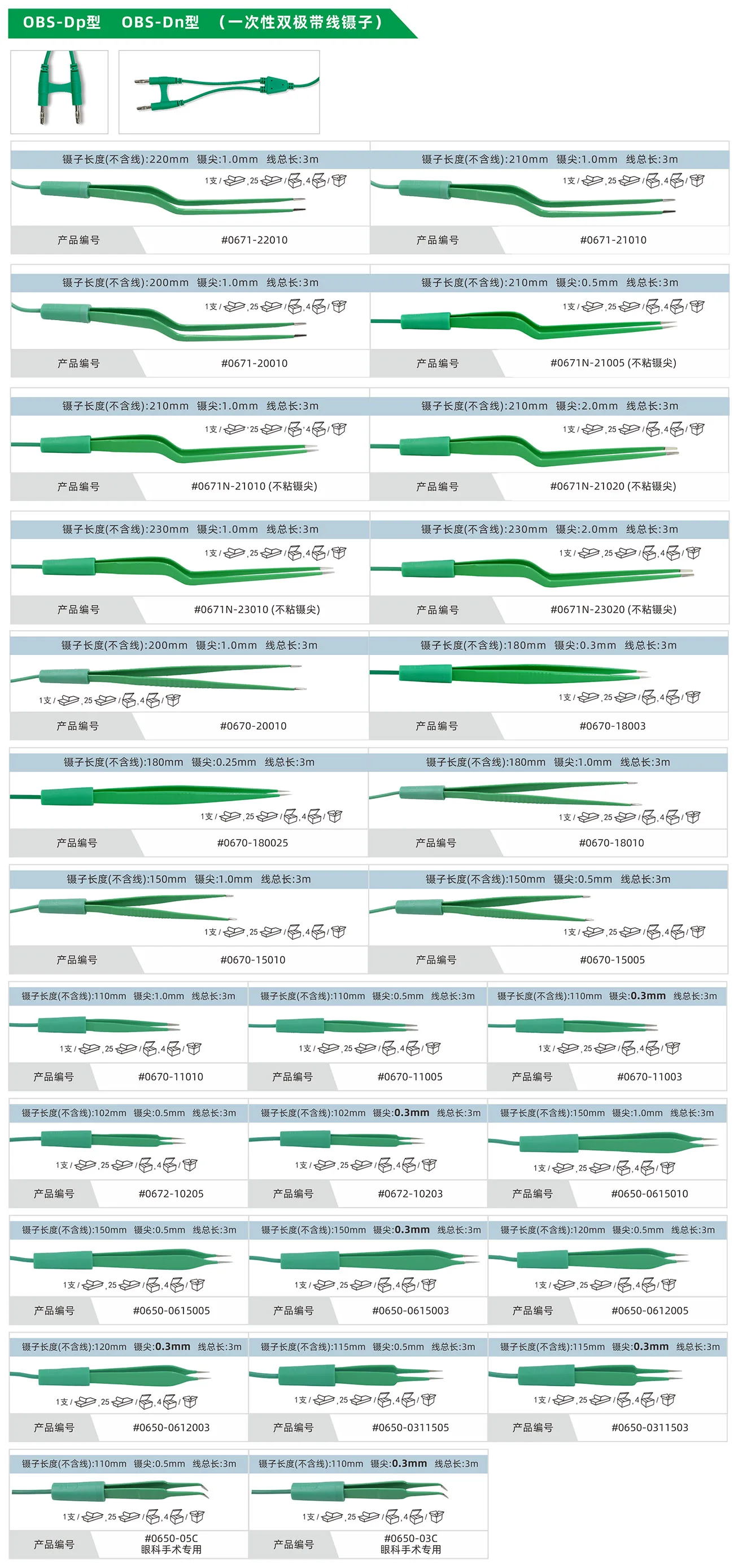 OBS-Dp / OBS-Dn 一次性双极带线镊子